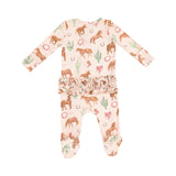 Angel Dear Western Horses 2 Way Zipper Ruffle Back Footie