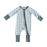 Babysprouts Long Sleeve Zip Romper Checkered Blue Hearts