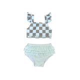 Babysprouts Girls 2 Piece Swimsuit Seagrass Checker