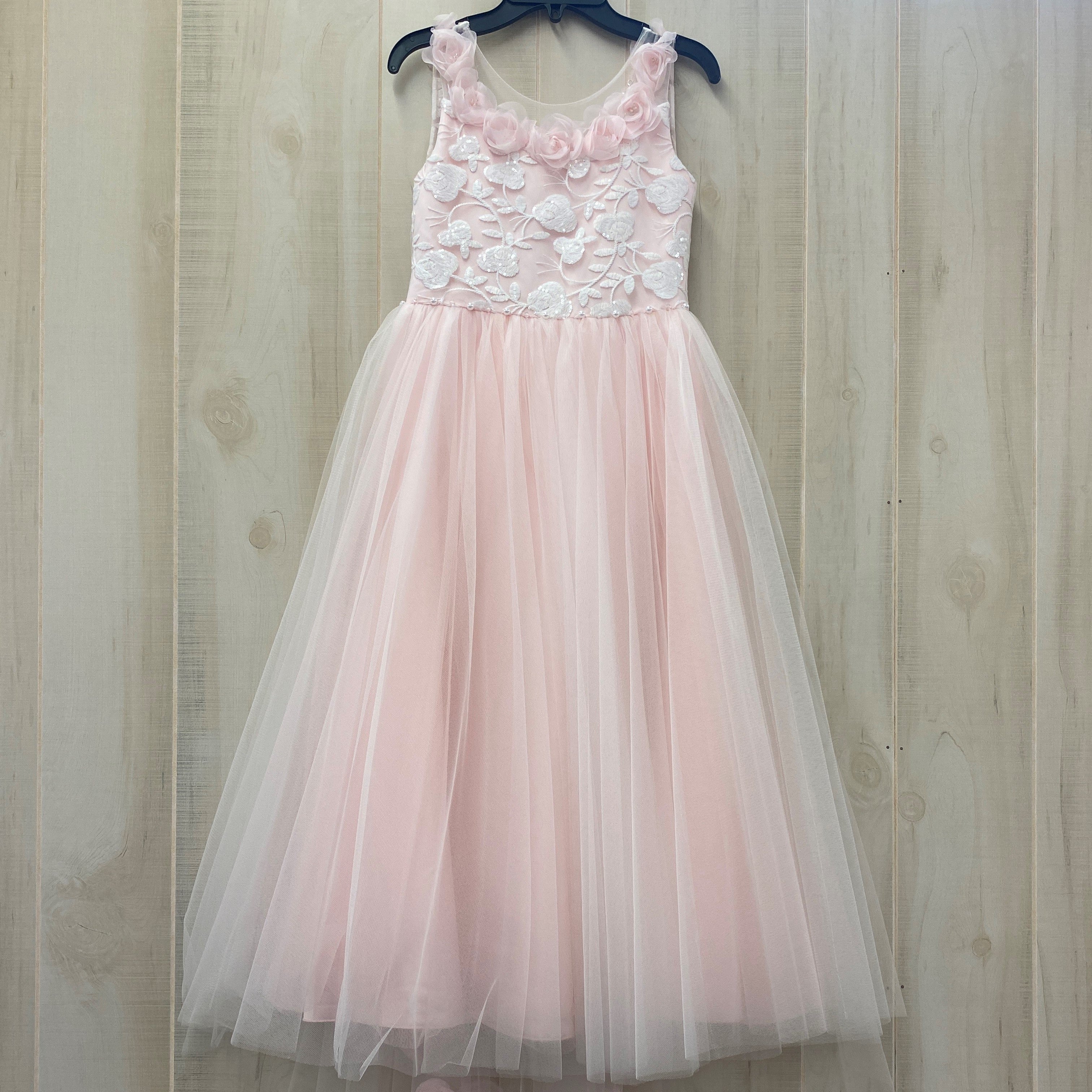 blush pink girl dress Princess Daliana Pearl Back Flower Girl Dress Blush 12