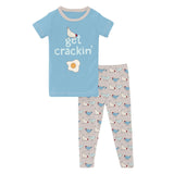 Kickee Pants Short Sleeve Graphic Tee Pajama Set Latte Chickens