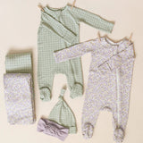 Quincy Mae Bamboo Zip Footie Purple Floral