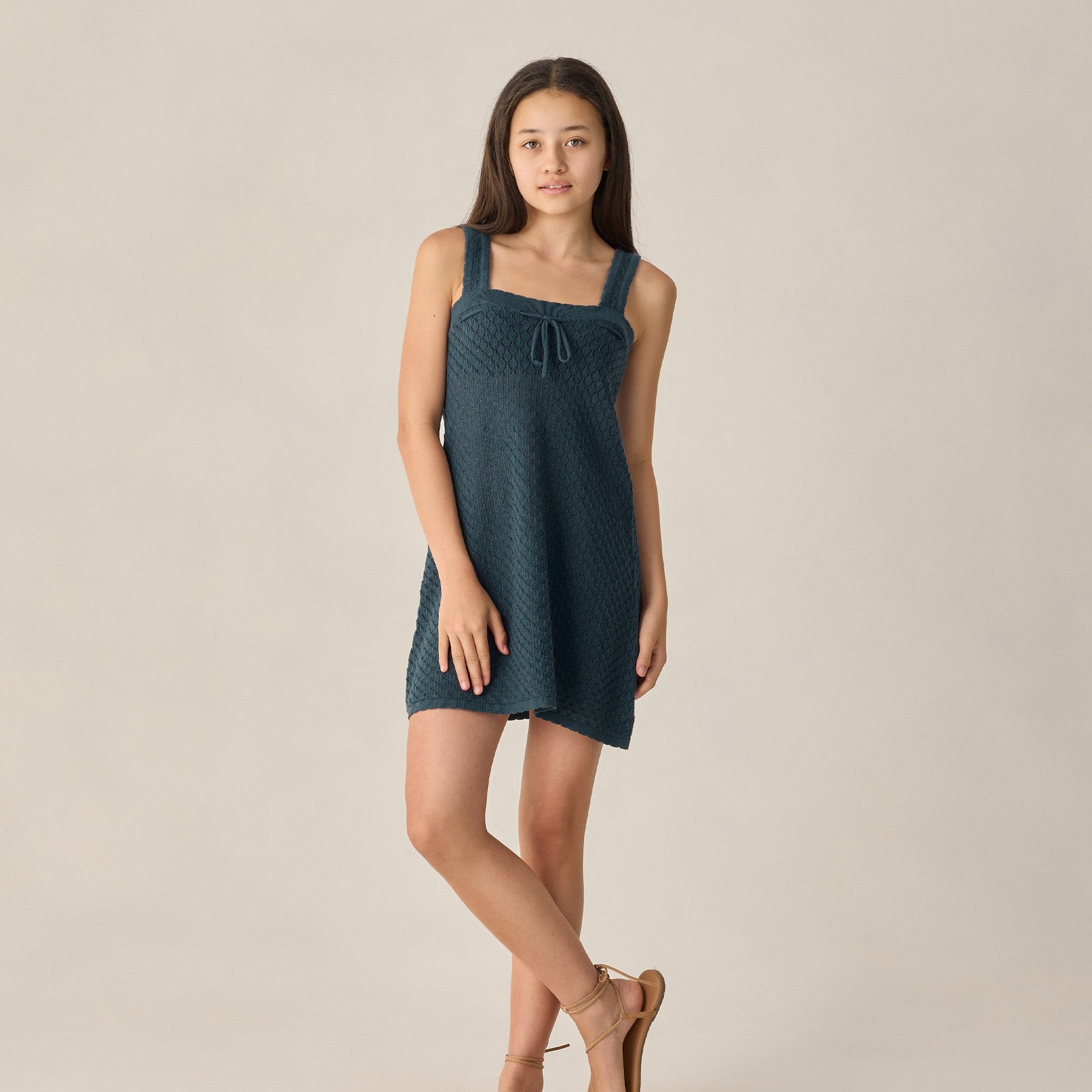 Teen Crochet Mini Dress Navy, 12Y at Rylee + Cru Teen Crochet Mini Dress Navy, 12Y at Rylee + Cru