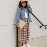 Rylee + Cru Brooklyn Trouser Burgundy Plaid