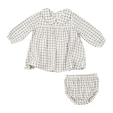 Angel Dear Peter Pan Collar Dress and Ribbed Legging Set Cozy Plaid