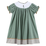 Lil Cactus Sage Green Mallard Smocked Bishop Dress