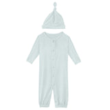 Kickee Pants Solid Layette Gown Converter & Single Knot Hat Set Fresh Air