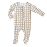 Dear Perli Gingham Zipper Footie
