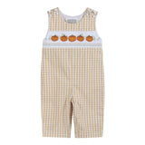 Lil Cactus Brown Gingham Pumpkin Vine Overalls