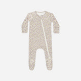 Quincy Mae Bamboo Zip Footie Purple Floral