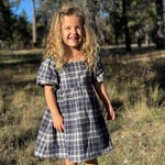 navy plaid little girls dress