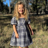 navy plaid little girls dress