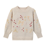 Vignette Fall Floral Embroidery Sweater Oatmeal