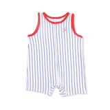 Angel Dear Baseball Stripe Sleeveless Shortie Romper