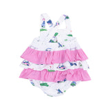 Angel Dear Vintage Golf Carts Pink Ruffle Sunsuit
