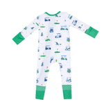 Angel Dear Vintage Golf Carts Blue 2 Way Zipper Romper