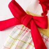 Rylee Faith Designs Back to School Plaid Embroidered Crayon Dress
