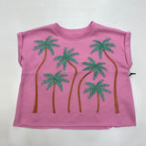 Paper Flower Lurex Embroidered Palm Top Bon Bon Pink