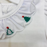 Zuccini Kids White Knit Christmas Tree Scalloped Blouse