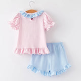 Rylee Faith Bunny Friends Short Set Pink Stripe