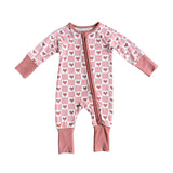 Babysprouts Long Sleeve Zip Romper Checkered Pink Hearts