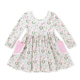 Swoon Baby 2575 Pink Christmas Eyelet Trim Pocket Dress