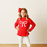Swoon Baby 2596 White Bow Sweater Red
