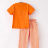 Rylee Faith Orange Gingham Spooky Smocked Boys Top and Pant Set