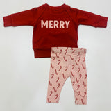 Babysprouts Merry Raglan Sweatshirt and Candy Cane Legging Set