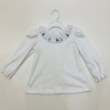 Zuccini Kids White Knit Christmas Tree Scalloped Blouse