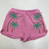Paper Flower Lurex Embroidered Palm Shorts Bon Bon Pink
