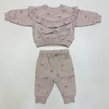 Quincy Mae Ruffle Sweatshirt and Sweatpant Set Lilac Bows