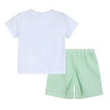 Lil Cactus Green Seersucker Shorts & Easter Bunny Smocked Shirt Set