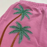 Paper Flower Lurex Embroidered Palm Shorts Bon Bon Pink