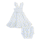 Angel Dear Lovely Lemons Smocked Ruffle Sundress with Bloomer