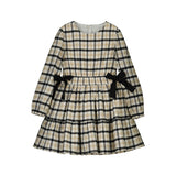 Mayoral 4915 Black/Cream Plaid Dress with Bow Detail