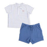 Angel Dear Baseball Stripe Polo Top & Shorts Set