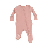 Angel Dear Solid Mellow Rose 2 Way Zipper Ruffle Back Footie