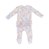 Angel Dear Viola Floral 2 Way Ruffle Back Zipper Footie