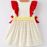 Rylee Faith Designs Back to School Plaid Embroidered Crayon Dress