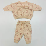 Quincy Mae Relaxed Fleece Sweatshirt and Pant Set Red Bows