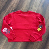 Paper Flower Chenille Santa Applique Sweatshirt Cherry