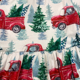 Rylee Faith Christmas Tree Truck Long Sleeve Dress