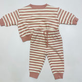 Quincy Mae Relaxed Sweatshirt and Pant Set Pink Stripe