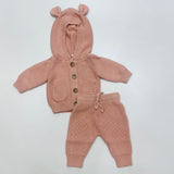 Babysprouts Knit Hoodie and Pant Set Misty Rose