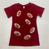 ML Kids Game Day Football Short Sleeve Dress Burgundy