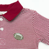 Cypress Row Tailgate Polo Dark Red Stripe