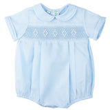 Feltman Brothers 957 Boys Smocked Diamond Creeper Blue