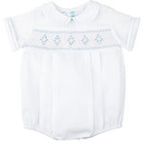 Feltman Brothers 957 Boys Smocked Diamond Creeper White