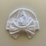 Baby Loren White Bow Pima Beanie